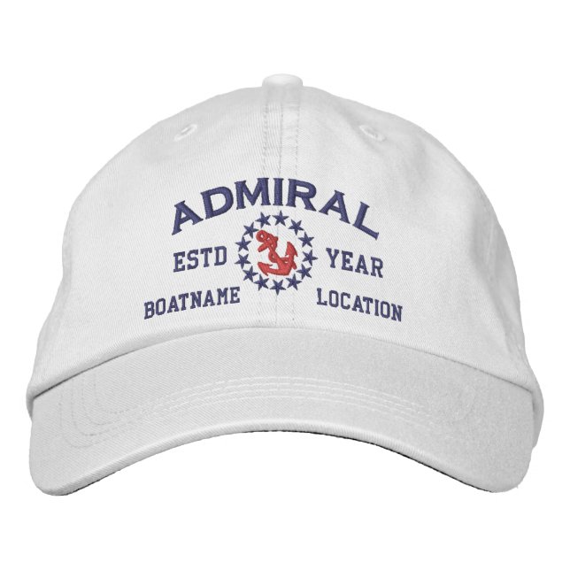 Casquette Brodée Personalizable YEAR and Names Admiral Yacht Flag (Devant)