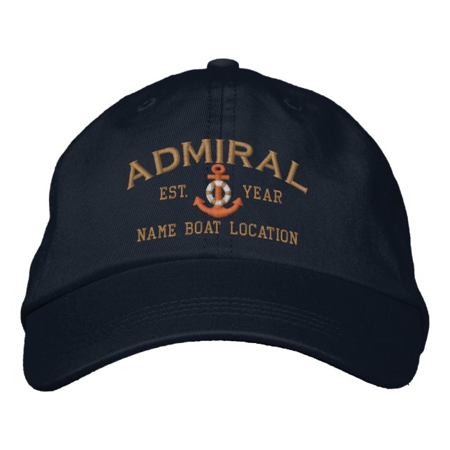 Casquette Brodée Personalize Year Name Admiral LifeSaver Anchor (Devant)