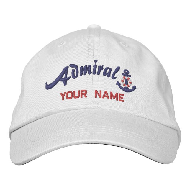 Casquette Brodée Personalized Admiral Lifesaver Anchor Your Name (Devant)