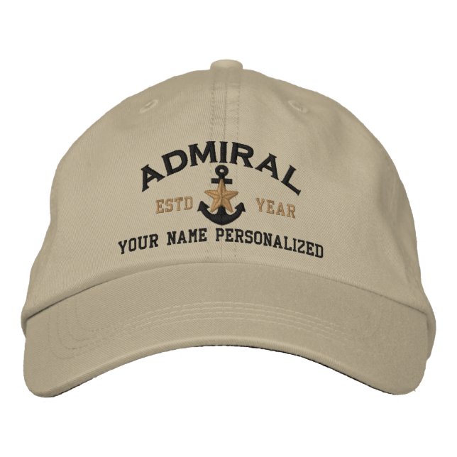 Casquette Brodée Personalized Admiral Nautical Star Anchor (Devant)