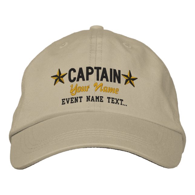 Casquette Brodée Personnalisable Votre Nom Capitaine Stars Broderie (Devant)