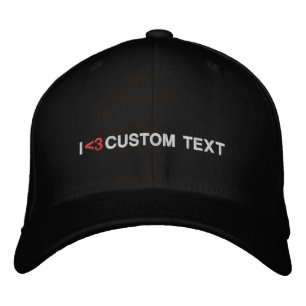 Casquette Brodée Personnalisé J'aime coeur rouge blanc texte modern