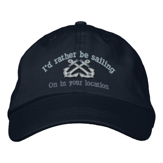 Casquette Brodée Personnalisé Nautical Je préfère naviguer (Devant)