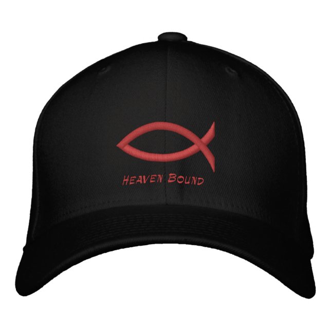 Casquette Brodée Poisson chrétien noir (Devant)