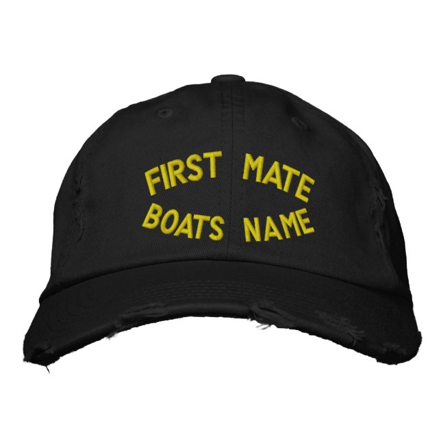 Casquette Brodée Premier maté avec votre nom de bateau (Devant)