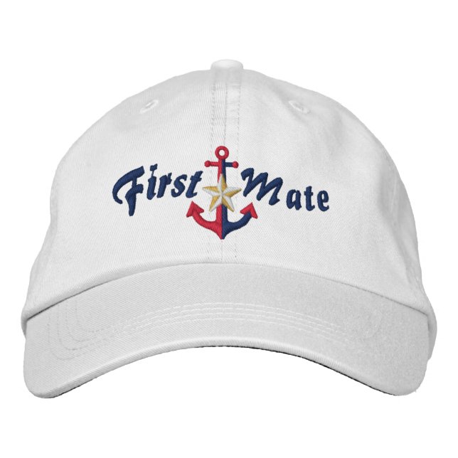 Casquette Brodée Premier Mate Nautical Star Ancre Votre nom (Devant)