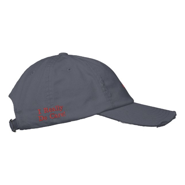 Casquette Brodée Red & Blue USA 'Je m'en fiche vraiment ' Distresse (Droite)