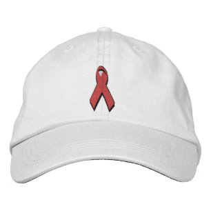 Casquette Brodée ruban de sensibilisation rouge