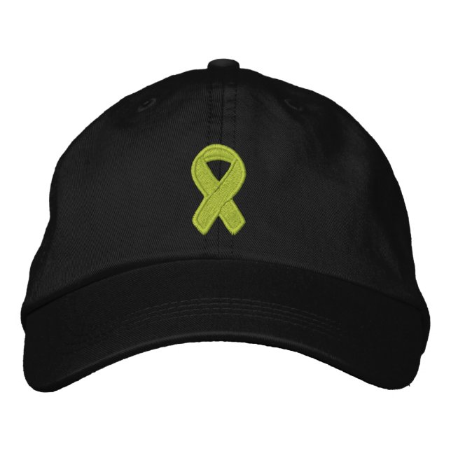 Casquette Brodée Ruban de sensibilisation vert citron (Devant)