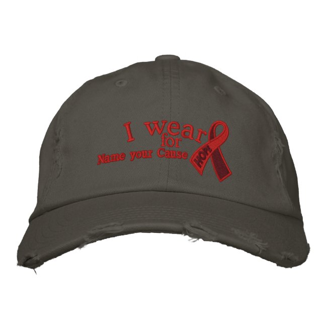 Casquette Brodée Ruban personnalisé Red Hope AIDS Votre texte (Devant)