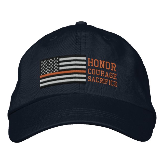 Casquette Brodée SAR Orange Line US Drapeau Honneur Courage Sacrifi (Devant)
