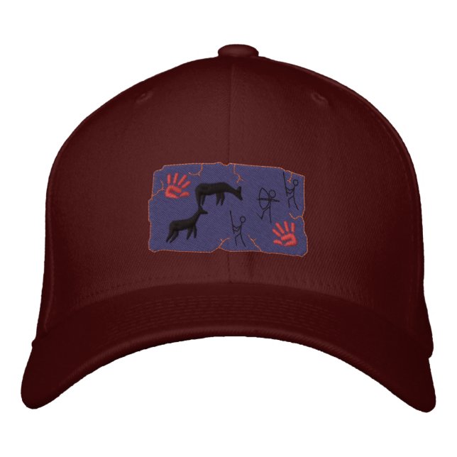 Casquette Brodée Scène de chasse primitive à la vase (Devant)