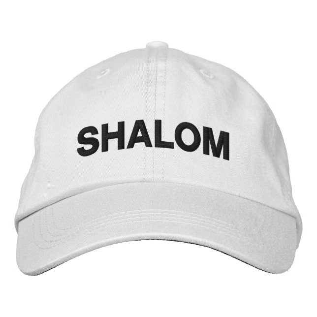 Casquette Brodée Shalom noir blanc paix en hébreu coutume moderne (Devant)