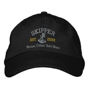 Casquette Brodée Skipper Avec Ancre Personnalisé