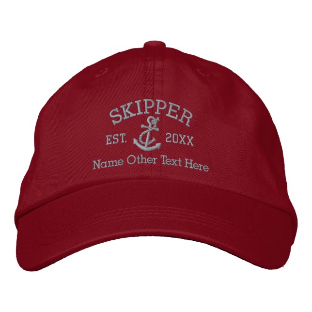 Casquette Brodée Skipper Avec Ancre Personnalisé (Devant)