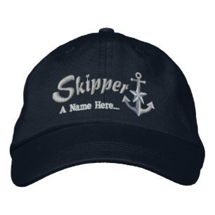 Casquette Brodée Skipper personnalisable avec votre Ancre Text Star