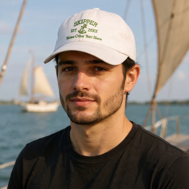 Casquette Brodée Skipper With Anchor Personalized (Skipper With Anchor Personalized Embroidered Baseball Cap by Ricaso. other colors available)