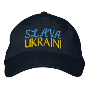 Casquette Brodée SLAVA UKRAINI "Gloire à l'Ukraine" Marine Jaune Bl