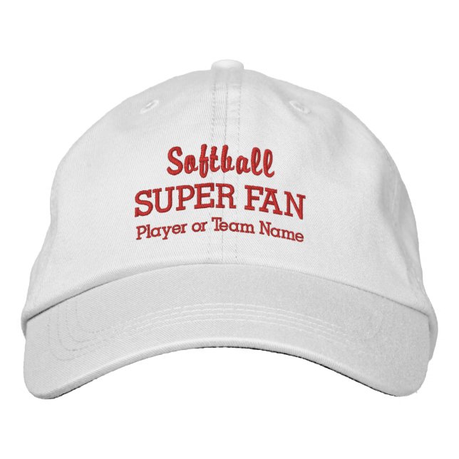 Casquette Brodée Softball Super Fan Custom Sport Team Nom du joueur (Devant)