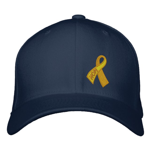 Casquette Brodée Solidarité jaune de ruban d'espoir (Devant)