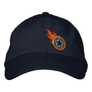 Casquette Brodée Star Stencil Retro Racing Flames Broderie de balle