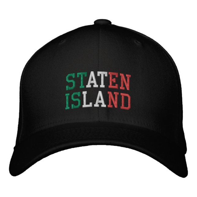 Casquette Brodée STATEN ISLAND (devant) NYC (arrière) Vert Blanc Ro (Devant)