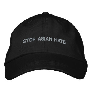 Casquette Brodée Stop Asian Hate, noir clair gris lettres