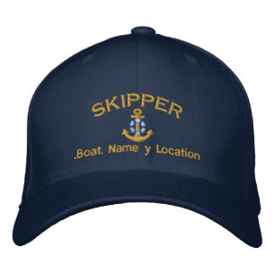 Casquette Brodée Style de skipper Votre nom de bateau Votre nom ou 