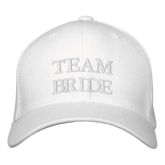 Casquette Brodée Team Bride blush rose blanche élégante typographie (Devant)