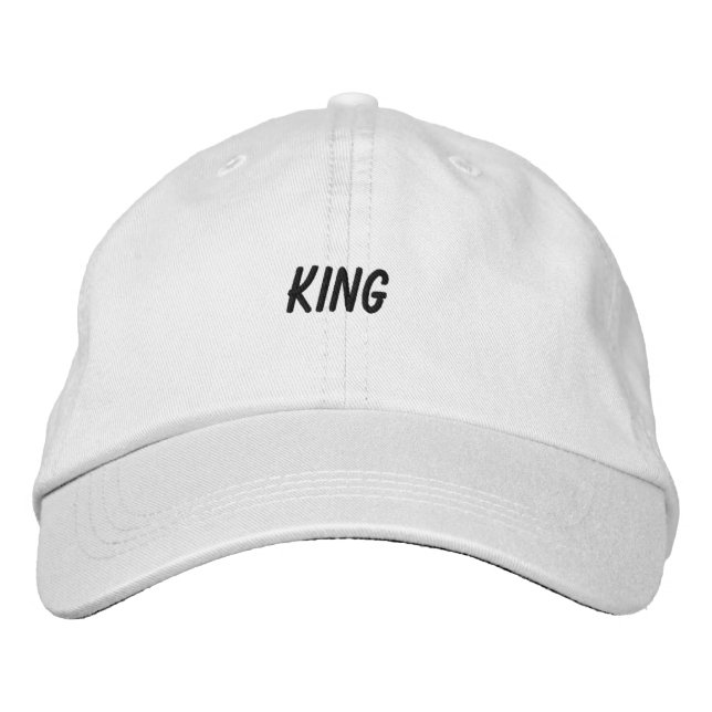Casquette Brodée Texte King personnalisé Couleur blanche Nice (Devant)