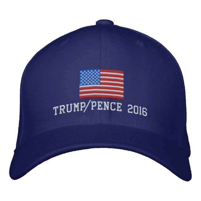 Casquette Brodée Trump Pence 2016, drapeau américain (Devant)