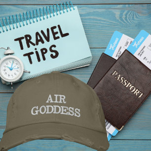 Casquette Brodée Typographie Déesse de l'Air, Envie de Voyager, Sim