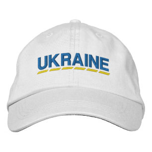 Casquette Brodée UKRAINE Couleur bleu et jaune sur blanc