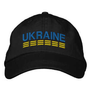 Casquette Brodée UKRAINE Drapeau Couleurs bleu et jaune sur noir