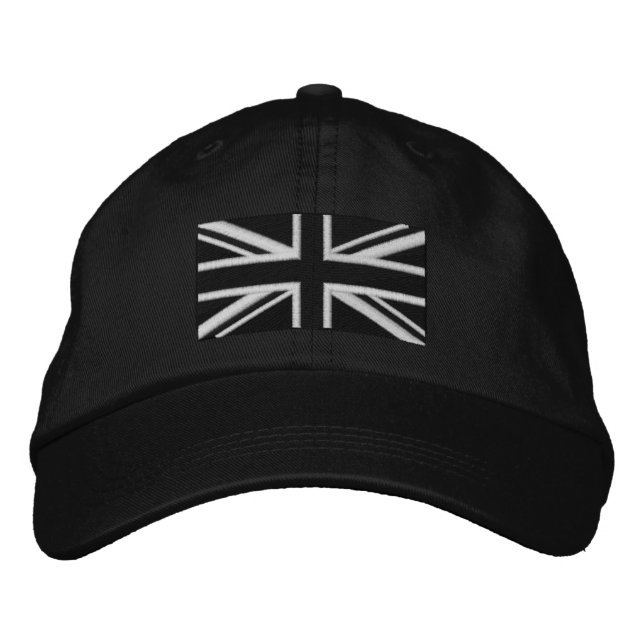 Casquette Brodée Union Jack ~ Noir et Blanc (Devant)