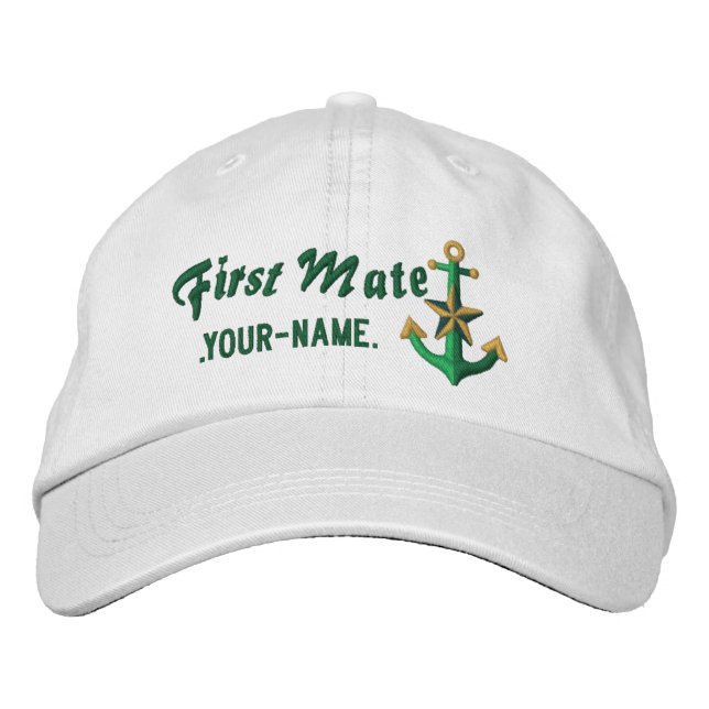 Casquette Brodée Vert nautique personnalisé d'Ancre de premier (Devant)