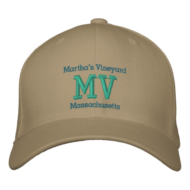 Casquette Brodée Vignoble de Martha, Massachusetts "MV" (Devant)