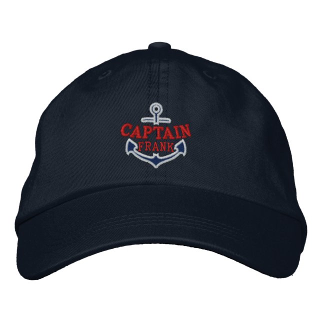 Casquette Brodée Votre nom sur Ancre nautique Broderie Capitaine (Devant)