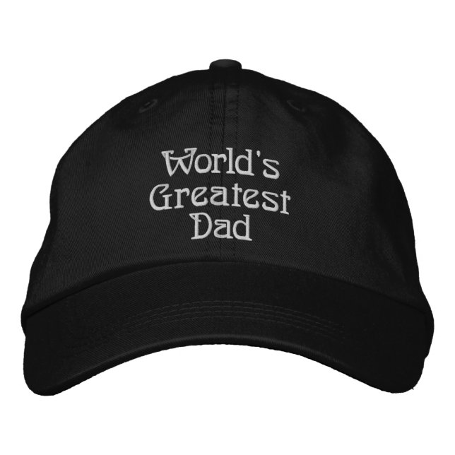 Casquette Brodée World's Greatest Dad - Black With White  (Devant)