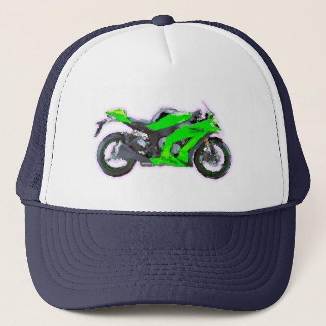 Casquette Brosse peinte à la main d'art de Kawasaki Ninja ZX (Devant)