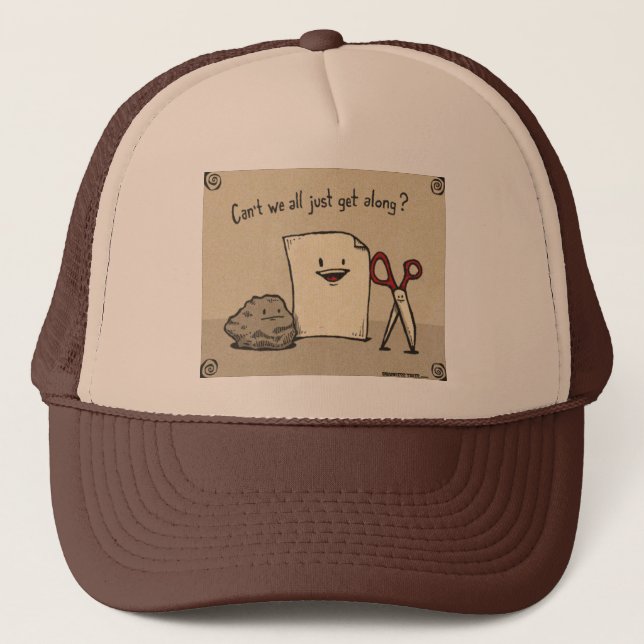 Casquette Brown de ciseaux de papier de roche (Devant)