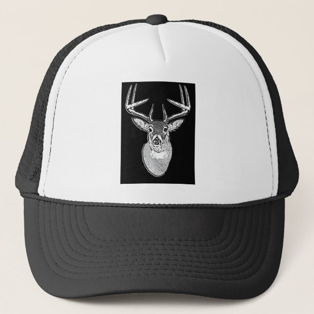 Casquette Buck on Bold Black White Tail Deer (Devant)