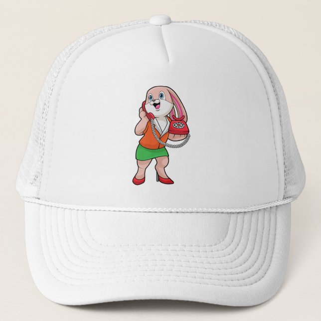 Casquette Bunny comme secrétaire avec téléphone (Devant)