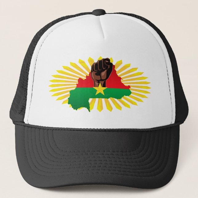 Casquette Burkina Faso Carte, drapeau et première révolution (Devant)