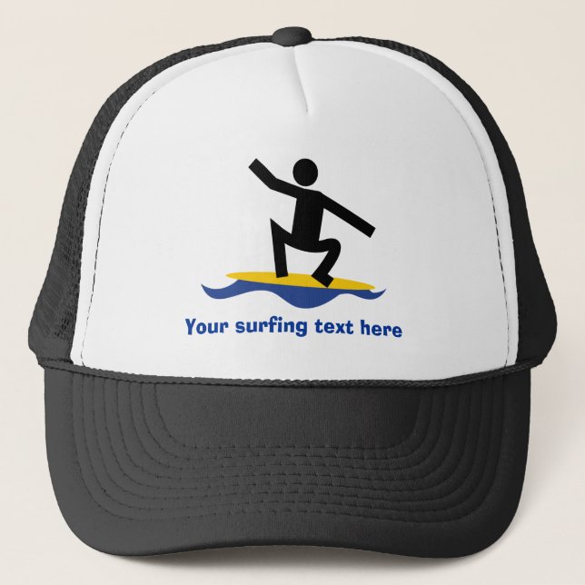 Casquette Cadeaux de surf, surfer sur sa planche de surf (Devant)