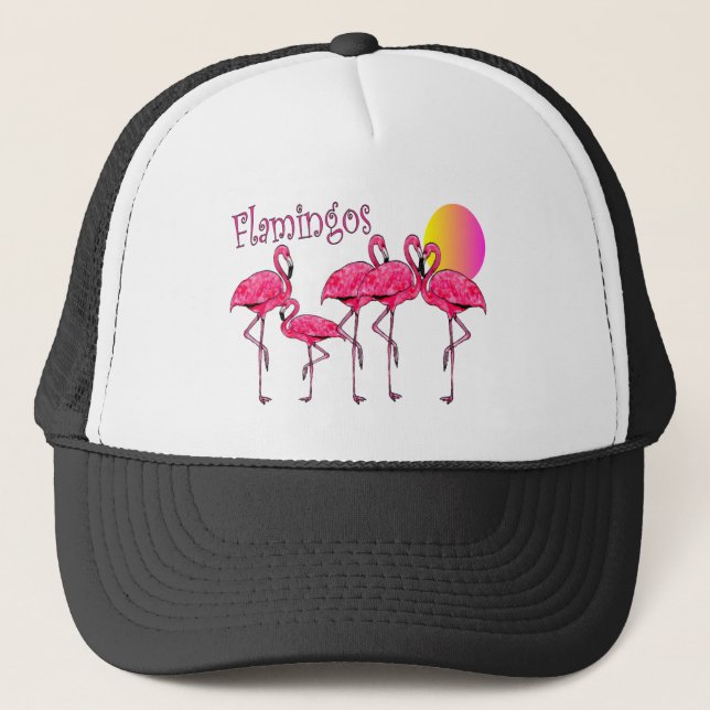 Casquette Cadeaux tropicaux d'art de Flamant rose (Devant)