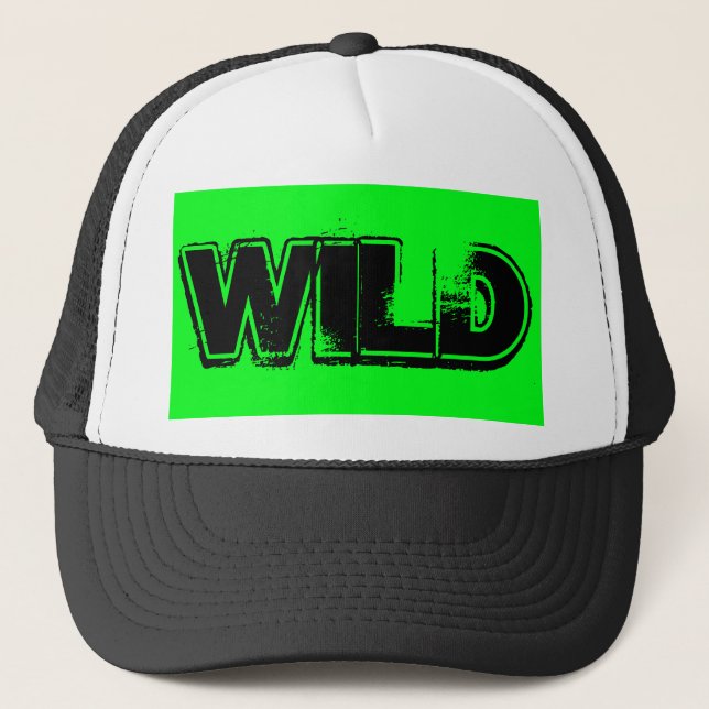 Casquette caillebotis vert et noir lettrage WILD | (Devant)