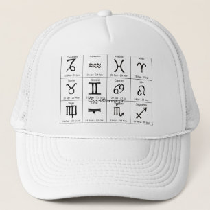 Casquette Calendrier d'astrologie des signes solaires Zodiac