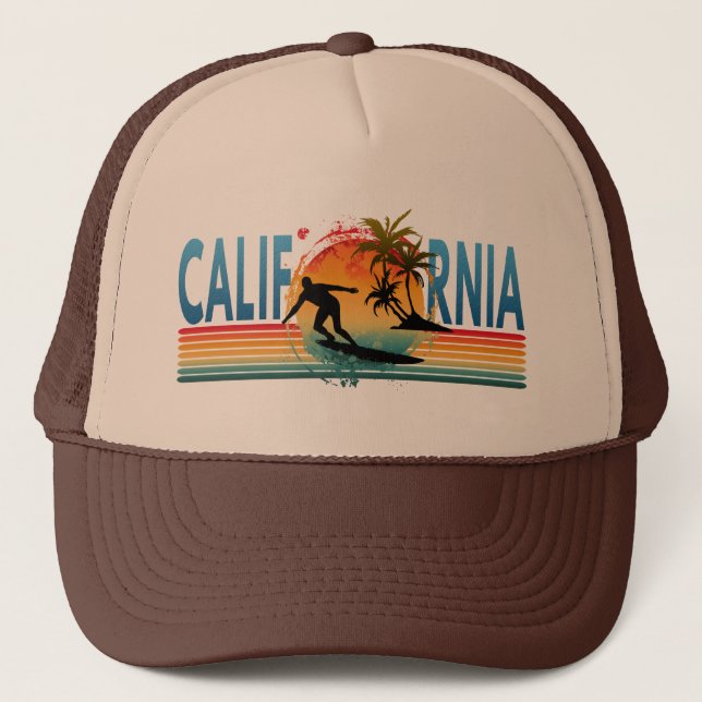 CASQUETTE CALIFORNIE COUCHER DE SOLEIL HAT DE TRUCKER D'ÉTÉ (Devant)