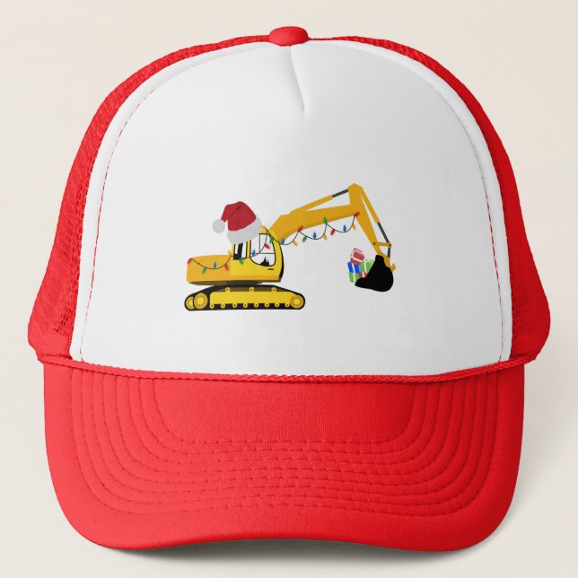 Casquette Camion de construction de l'excavatrice de Noël (Devant)